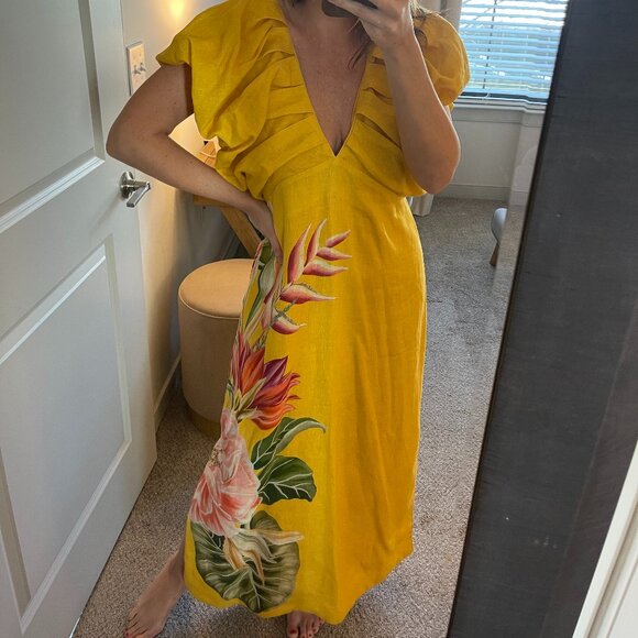 Farm Rio 100% Linen Midi Dress - Size: L - Picture 3 of 16